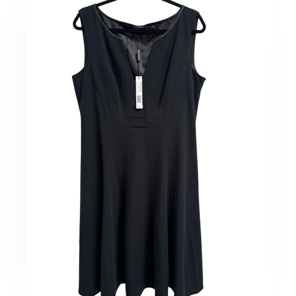 Elie Tahari Black V-Neck Midi Dress